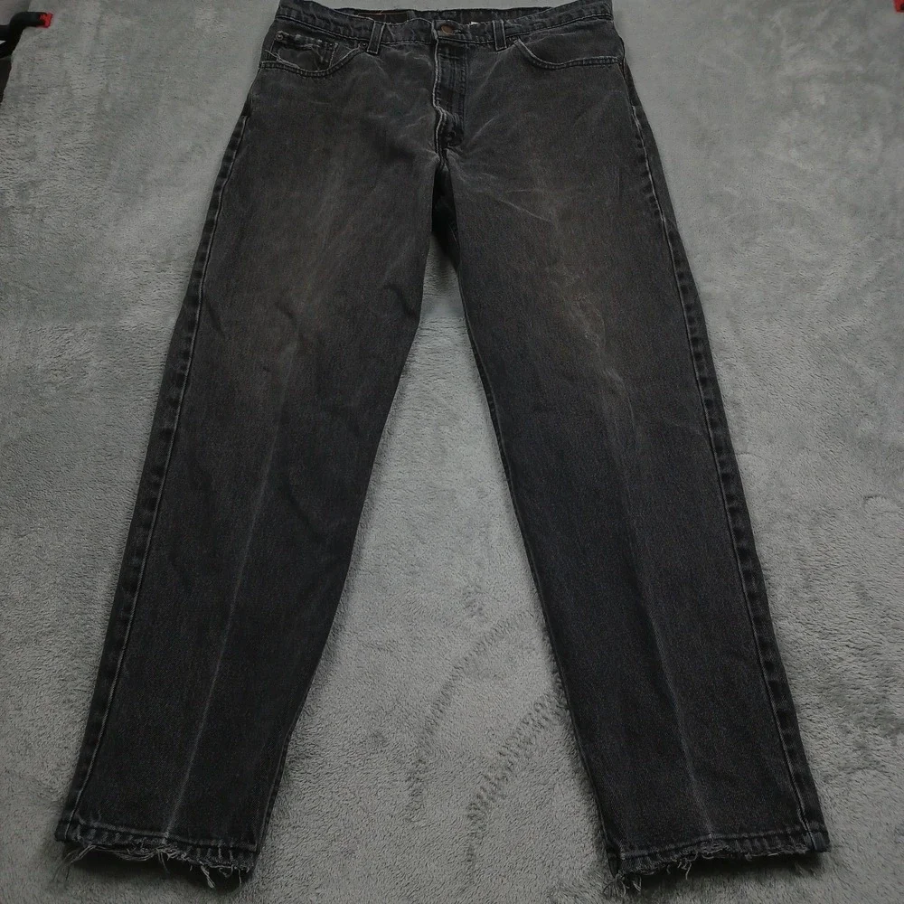 Levis 550 Jeans Mens 34x30 Black Denim Distressed Relaxed Fit Tapered Pockets